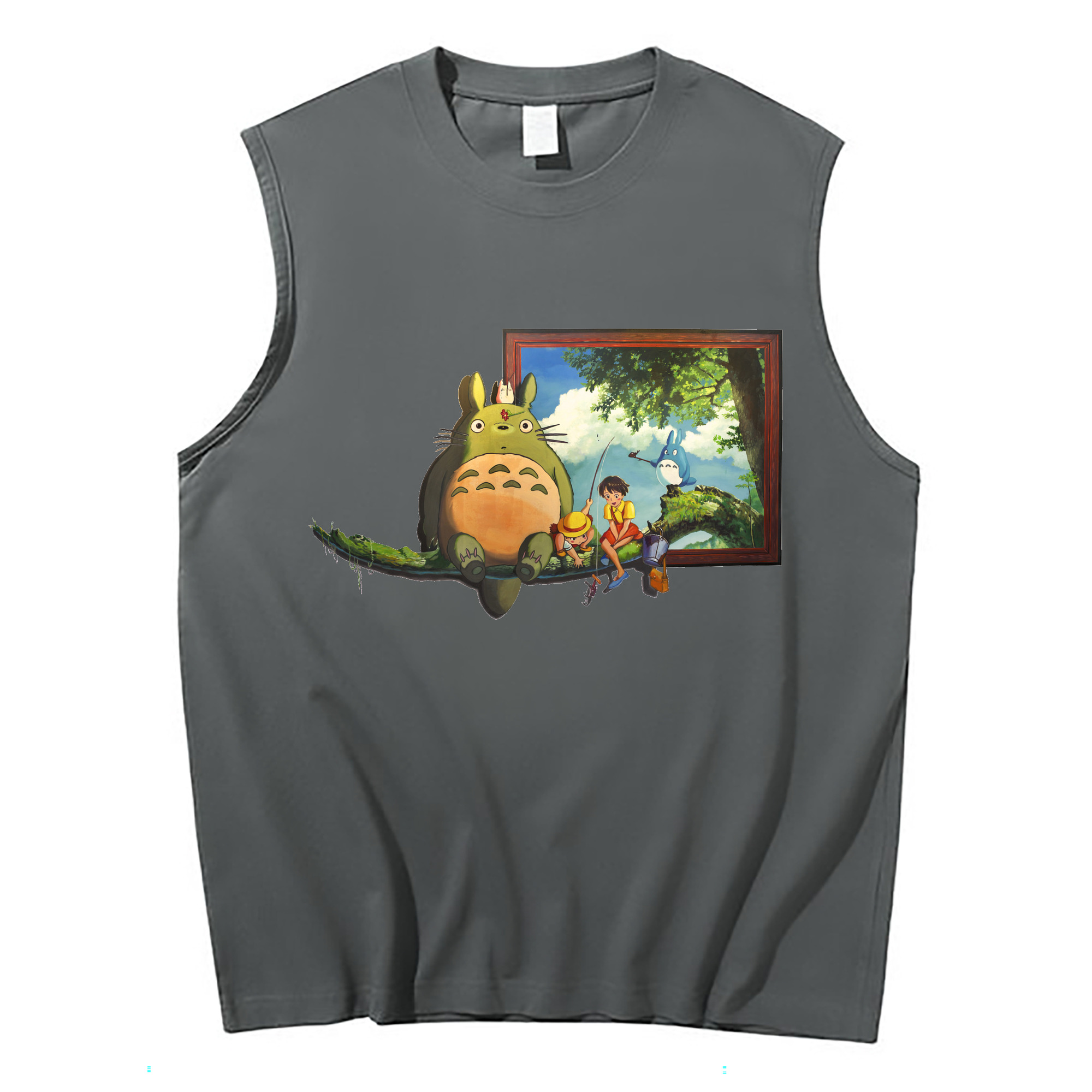 （画像用） となりのトトロ 草壁メイ 草壁サツキ My Neighbor Totoro Satsuki Kusakabe Mei Kusakabe コットン100％タンクトップ（フロントプリント）